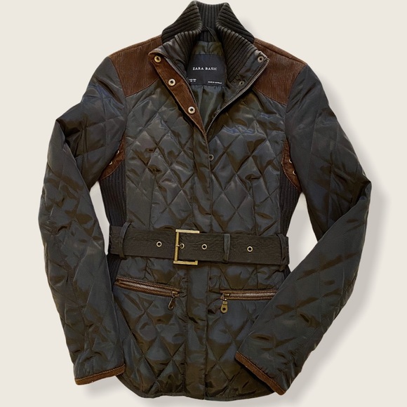 Zara Quilted Jacket with Belt - Picture 1 of 9